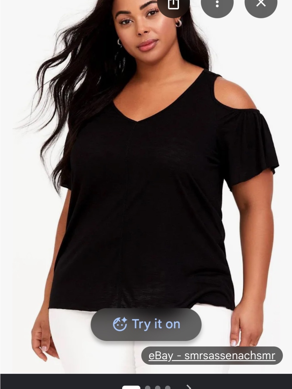torrid Black Cold-Shoulder V-Neck Short Sleeve Tee size 3X
